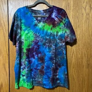 Vibrant Tie-Dye V-Neck T-Shirt